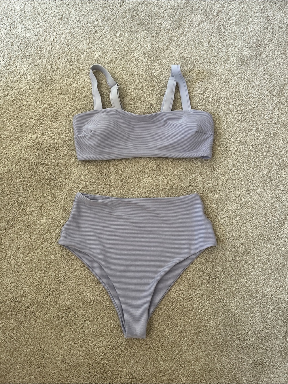 High-Waist Bandeau Bikini Set in Light Lavender